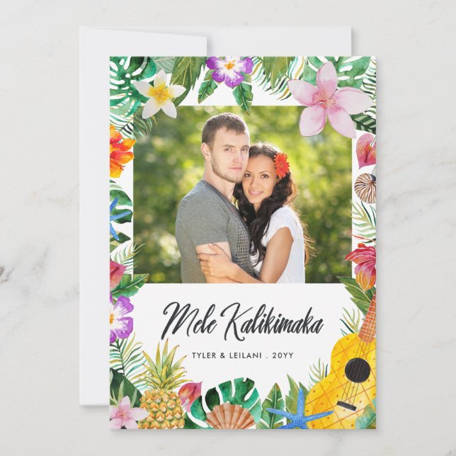Mele Kalikimaka Elegant Island Greetings Photo Holiday Card (Front)