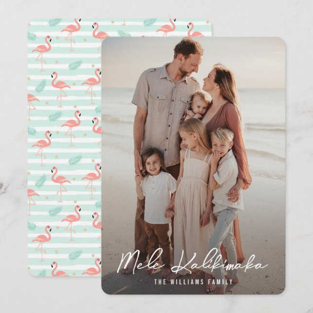 Mele Kalikimaka Family Photo Christmas Holiday Card (Front/Back)
