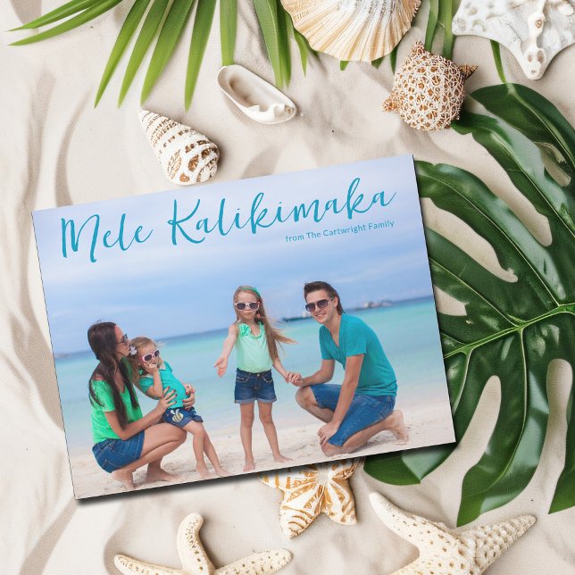 Mele Kalikimaka Family Photo Tropical Magnet Card (Creator Uploaded)