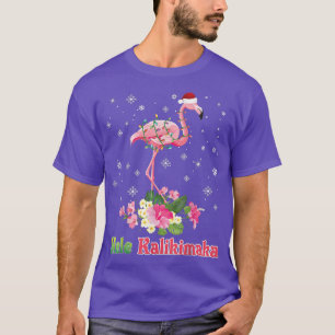 Mele Kalikimaka Flamingo Santa Christmas Merry In  T-Shirt