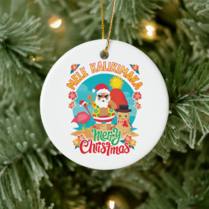 Mele Kalikimaka for a Bright Hawaiian Christmas Ceramic Tree Decoration