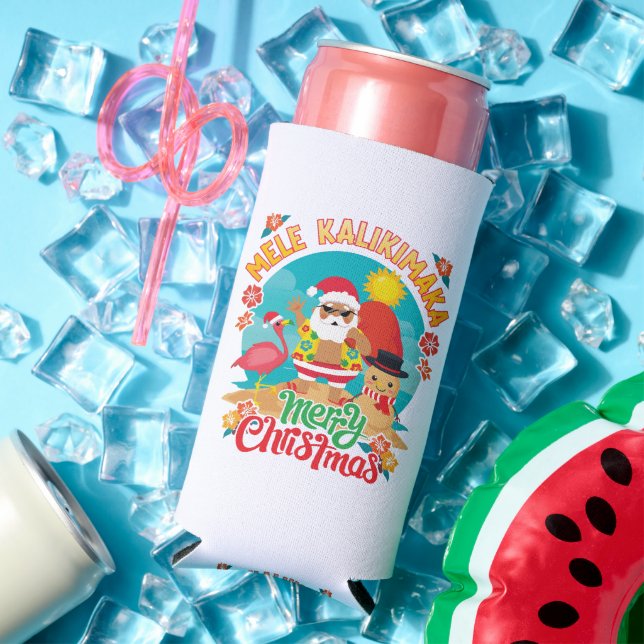Mele Kalikimaka for a Bright Hawaiian Christmas Seltzer Can Cooler (In Situ Summer)