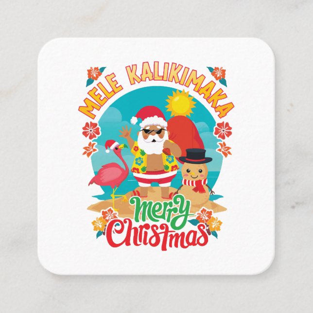 Mele Kalikimaka for a Bright Hawaiian Christmas Square Business Card (Front)