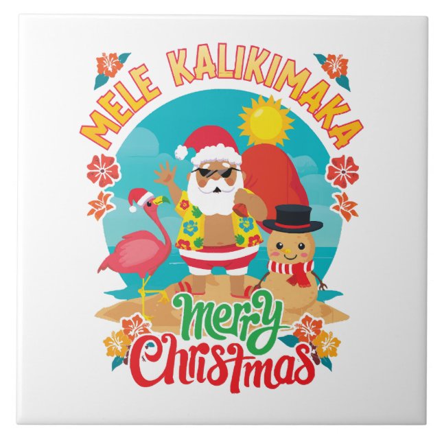 Mele Kalikimaka for a Bright Hawaiian Christmas Tile (Front)