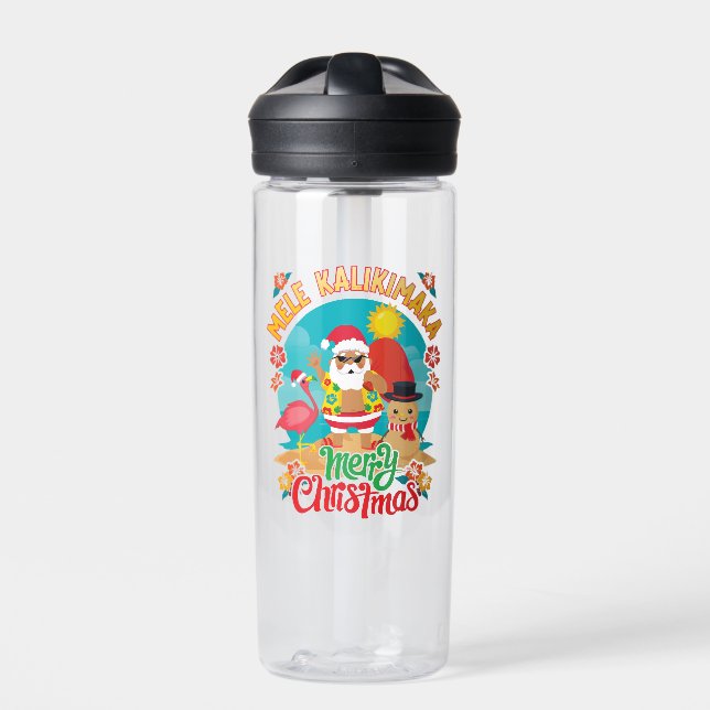 Mele Kalikimaka for a Bright Hawaiian Christmas Water Bottle (Front)
