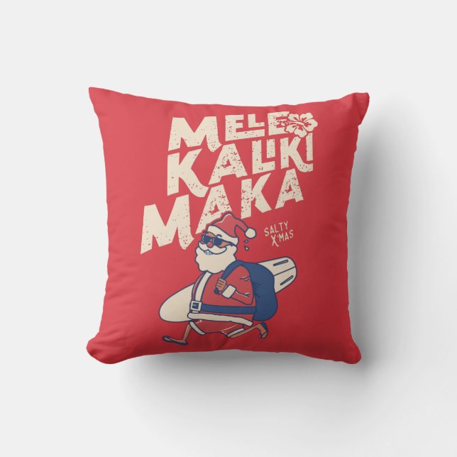 Mele Kalikimaka - Funny Santa Hawaiian Christmas Cushion (Front)
