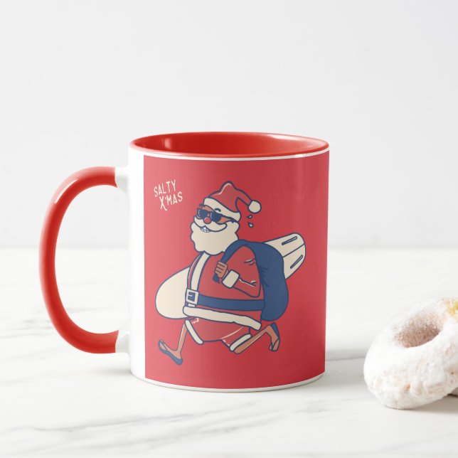 Mele Kalikimaka - Funny Santa Hawaiian Christmas   Mug (With Donut)