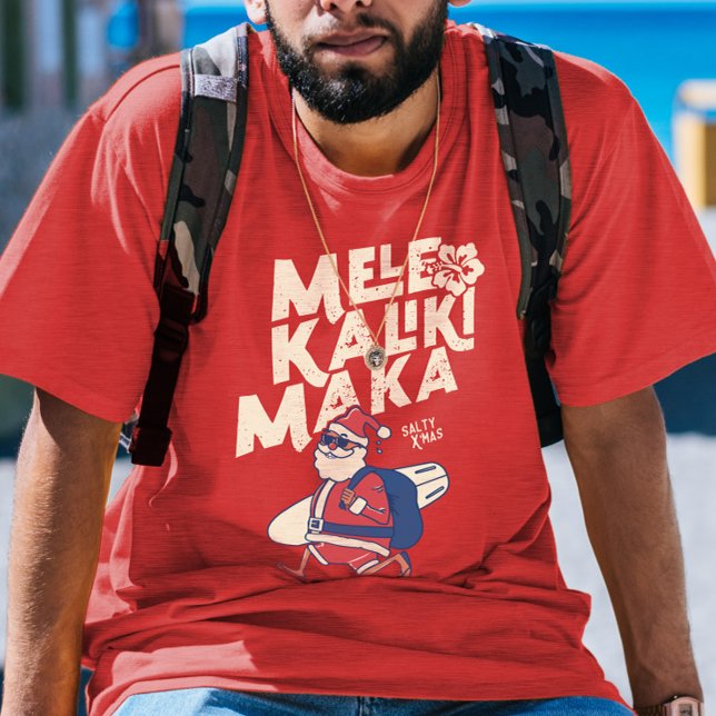 Mele Kalikimaka - Funny Santa Hawaiian Christmas   T-Shirt (Mele Kalikimaka - Funny Santa Hawaiian Christmas T-Shirt)
