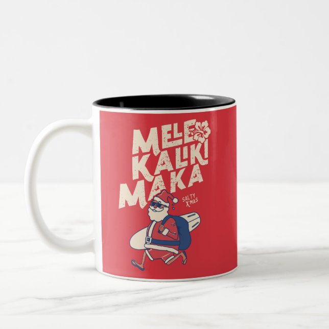 Mele Kalikimaka - Funny Santa Hawaiian Christmas T Two-Tone Coffee Mug (Left)