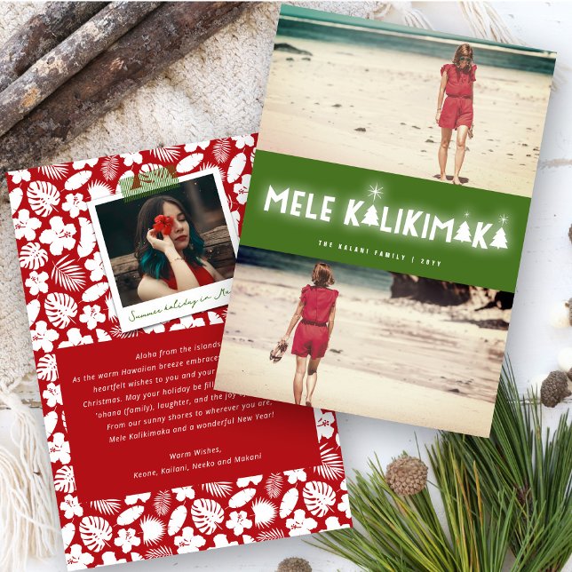 Mele Kalikimaka Glow 2 Photo Collage Christmas Holiday Card (Creator Uploaded)