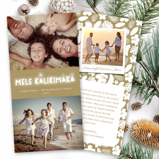 Mele Kalikimaka Glow 2 Photo Collage Christmas Holiday Card (Creator Uploaded)