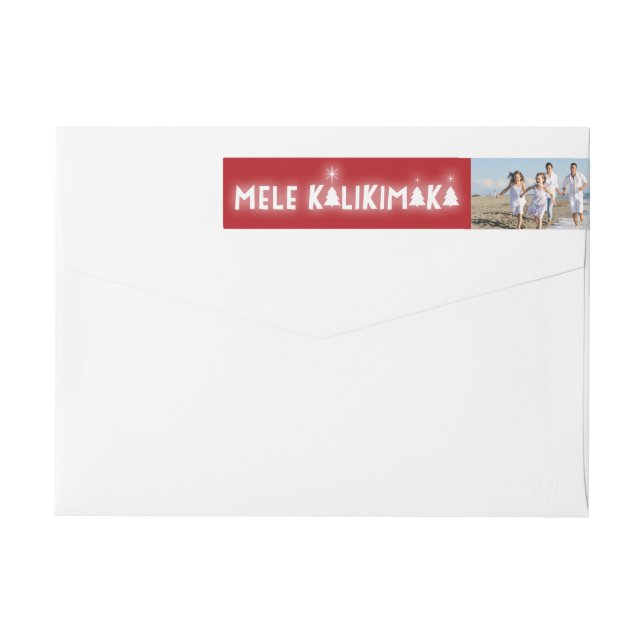 Mele Kalikimaka Glow Christmas Stars Photo Address Wrap Around Label (Back)