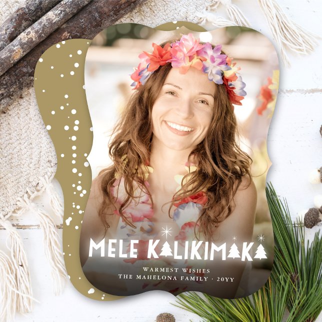 Mele Kalikimaka Glow Stars Modern Christmas Photo Holiday Card (Creator Uploaded)