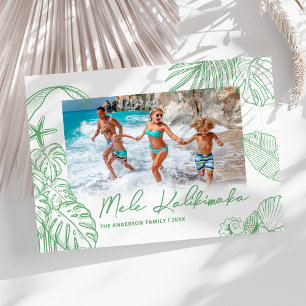 Mele Kalikimaka Green Photo Christmas Holiday Card