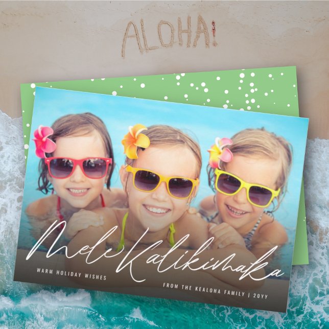 Mele Kalikimaka Handwriting Script Christmas Photo Holiday Card (Creator Uploaded)