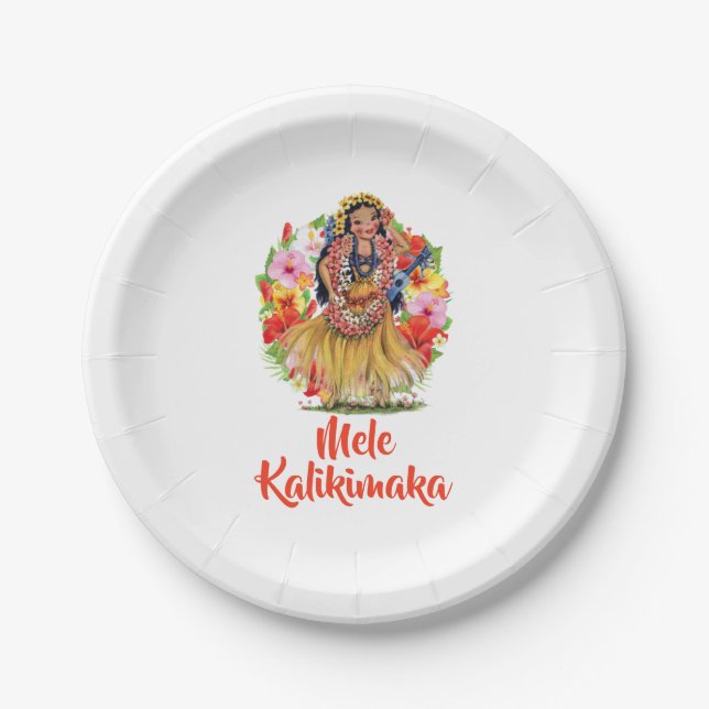 Mele Kalikimaka Hawaain Merry Christmas Paper Plate (Front)