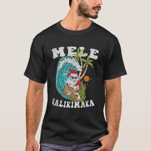 Mele Kalikimaka Hawaii Christmas Surfing Santa T-Shirt