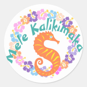 Mele Kalikimaka Hawaii Christmas Wreath Stickers