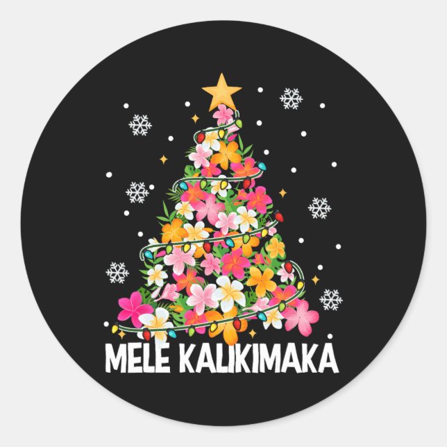 Mele Kalikimaka Hawaii Hawaiian Christmas Xmas Gir Classic Round Sticker (Front)