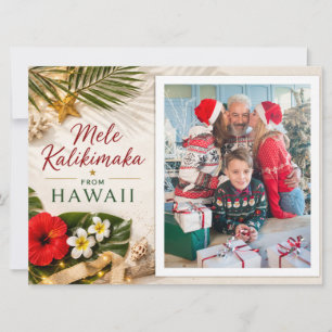 Mele Kalikimaka Hawaii Personalised Family Photo Holiday Card
