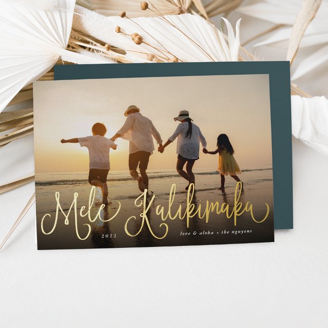 Mele Kalikimaka | Hawaii Photo Foil Holiday Card (Creator Uploaded)