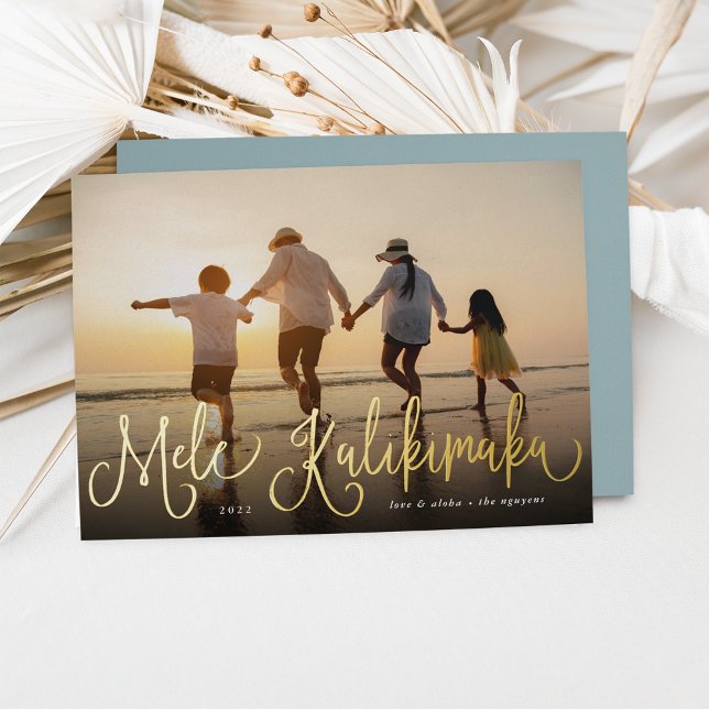 Mele Kalikimaka | Hawaii Photo Foil Holiday Card (Creator Uploaded)