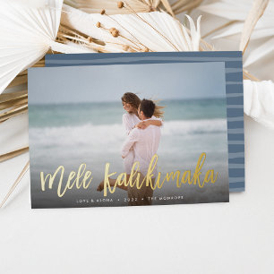 Mele Kalikimaka   Hawaii Photo Foil Holiday Card