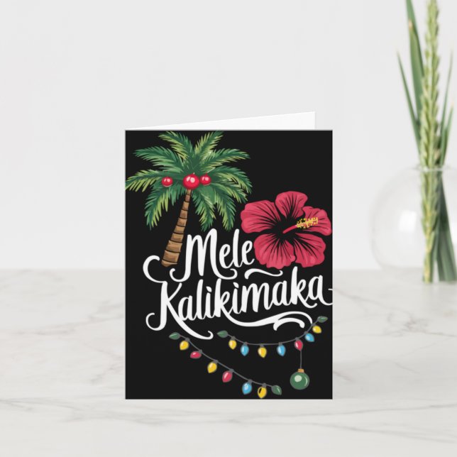 Mele Kalikimaka Hawaii Santa Hawaiian Merry Christ Card (Front)
