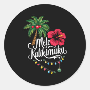 Mele Kalikimaka Hawaii Santa Hawaiian Merry Christ Classic Round Sticker
