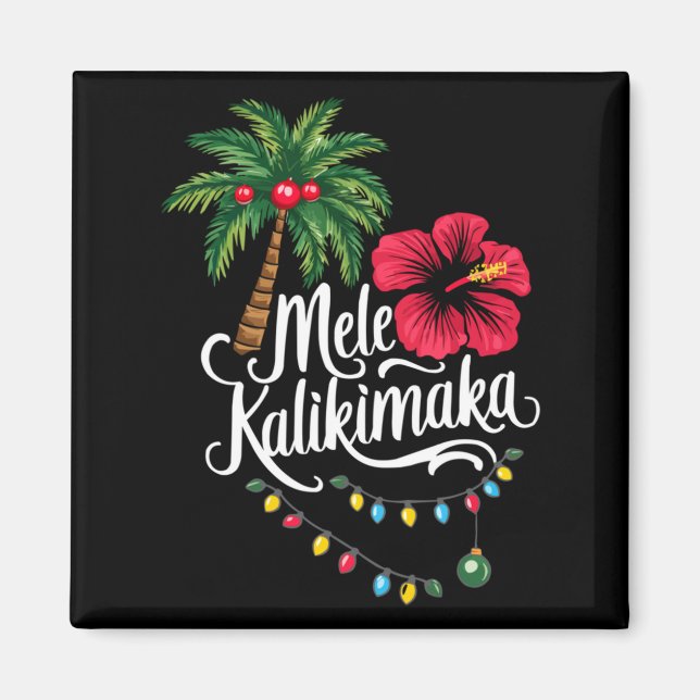 Mele Kalikimaka Hawaii Santa Hawaiian Merry Christ Magnet (Front)