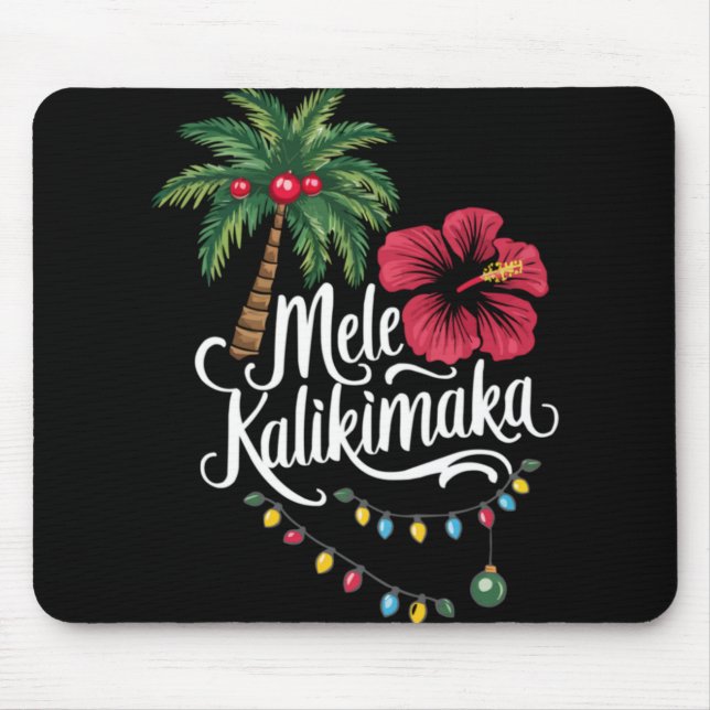 Mele Kalikimaka Hawaii Santa Hawaiian Merry Christ Mouse Mat (Front)