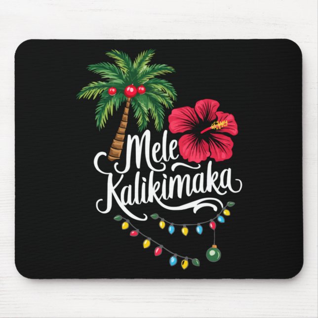 Mele Kalikimaka Hawaii Santa Hawaiian Merry Christ Mouse Mat (Front)