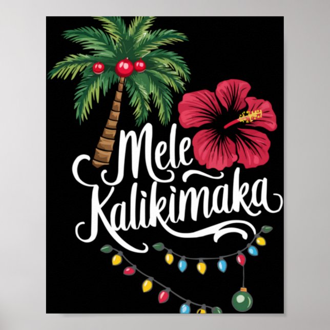 Mele Kalikimaka Hawaii Santa Hawaiian Merry Christ Poster (Front)