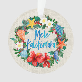 Mele Kalikimaka Hawaiian Beach Christmas Wreath Ornament