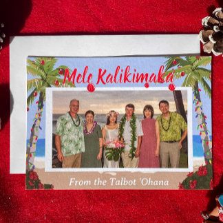 Mele Kalikimaka Hawaiian Beach Personalized Photo Holiday Card