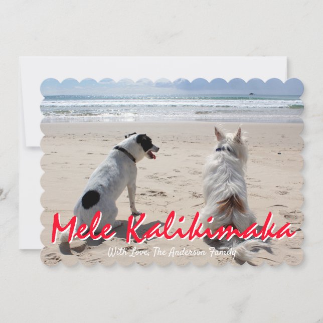 Mele Kalikimaka Hawaiian Brushed Script Photo Holiday Card (Front)