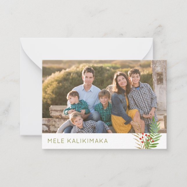 Mele Kalikimaka Hawaiian Christmas 3 Photo Holiday Card (Front)