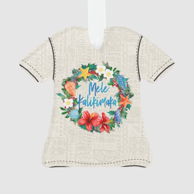 Mele Kalikimaka Hawaiian Christmas Aloha Shirt Ornament (Back)