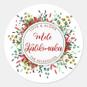 Mele Kalikimaka Hawaiian Christmas Classic Round Sticker