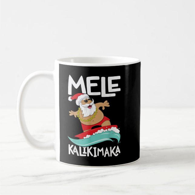 Mele Kalikimaka Hawaiian Christmas Hawaii Surfing  Coffee Mug (Left)