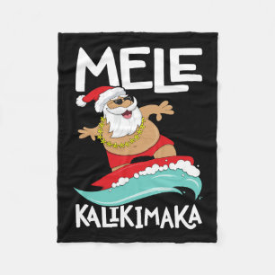 Mele Kalikimaka Hawaiian Christmas Hawaii Surfing Fleece Blanket