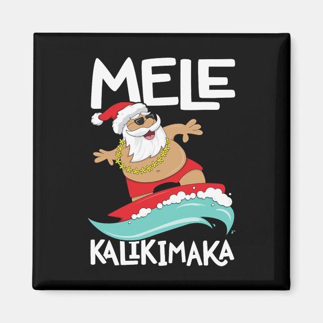 Mele Kalikimaka Hawaiian Christmas Hawaii Surfing  Magnet (Front)