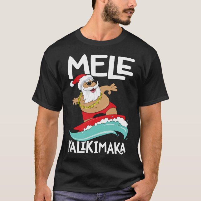 Mele Kalikimaka Hawaiian Christmas Hawaii Surfing  T-Shirt (Front)