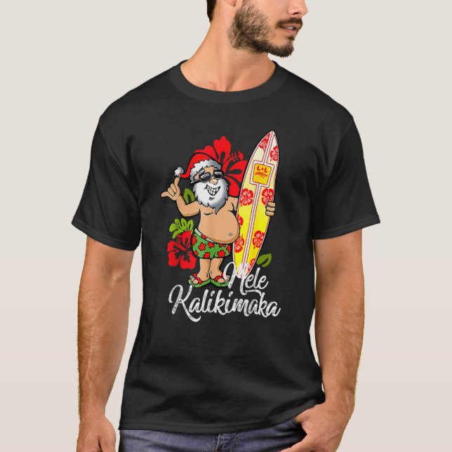 Mele Kalikimaka Hawaiian Christmas Hawaii Surfing  T-Shirt (Front)