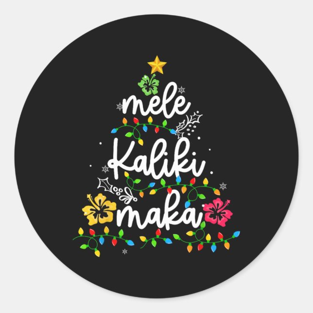 Mele Kalikimaka Hawaiian Christmas Hawaii Tropical Classic Round Sticker (Front)