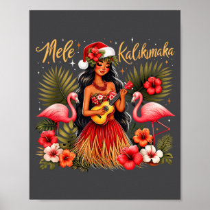 Mele Kalikimaka Hawaiian Christmas Hula Girl Troca Poster
