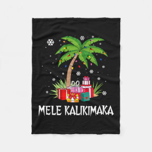 Mele Kalikimaka Hawaiian Christmas Palm Tree Famil Fleece Blanket