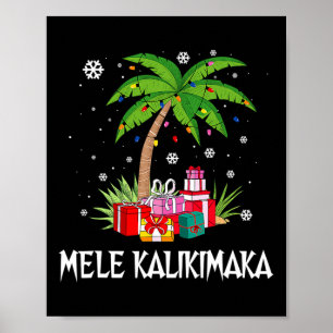 Mele Kalikimaka Hawaiian Christmas Palm Tree Famil Poster