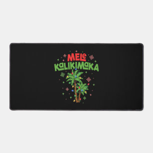 Mele Kalikimaka Hawaiian Christmas Palm Tree Light Desk Mat