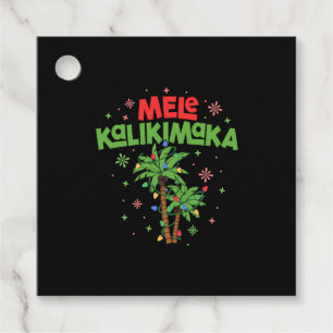 Mele Kalikimaka Hawaiian Christmas Palm Tree Light Favour Tags